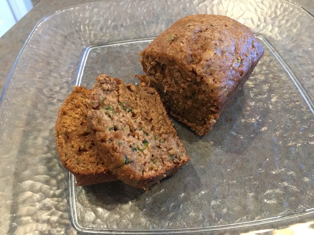 zucchini bread out of the oven