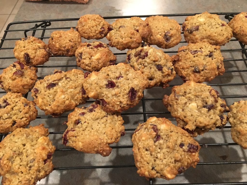 cooling white chocolate cranberry oatmeal cookies