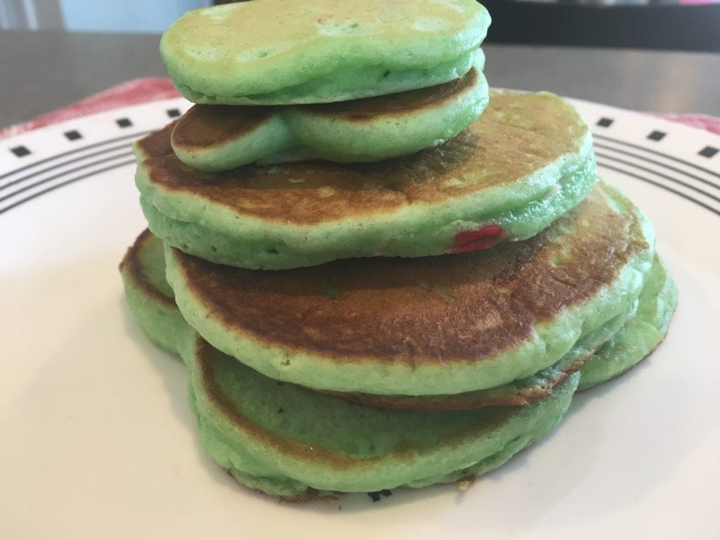 stacked shamrock pancakes
