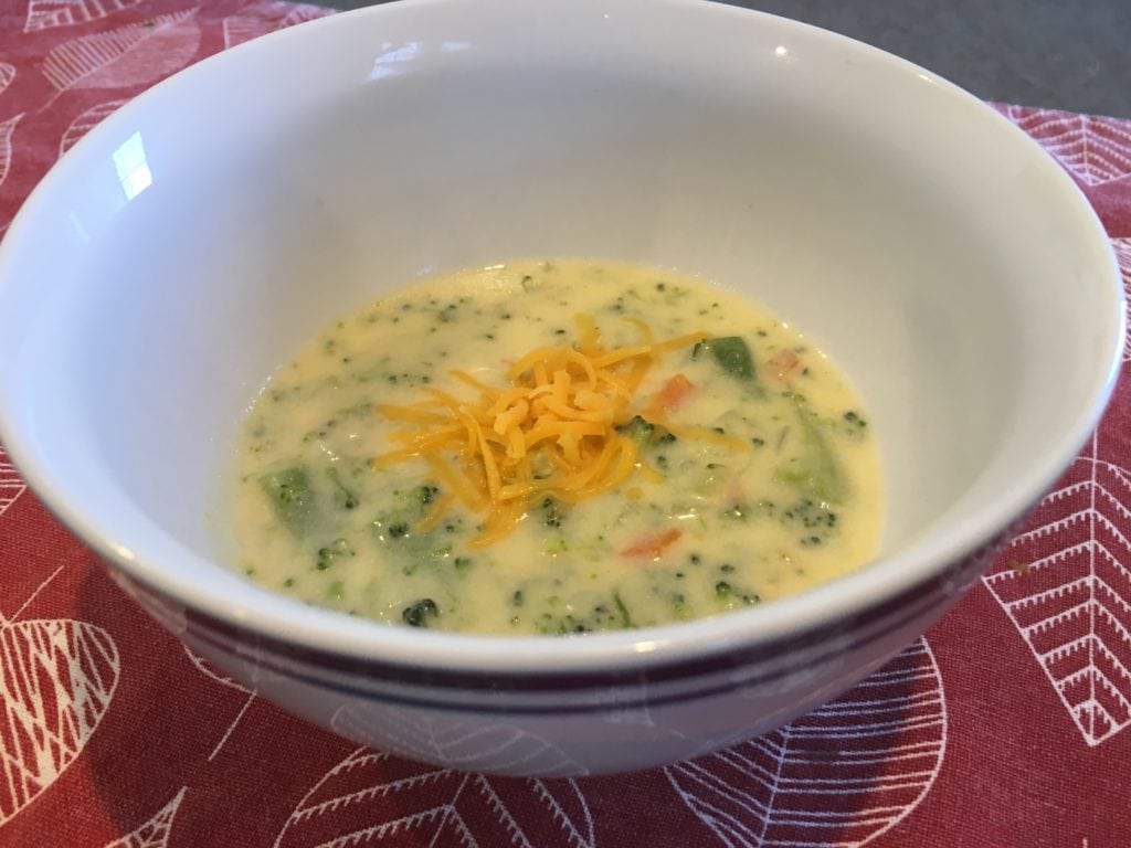 finished broccoli and cheese soup