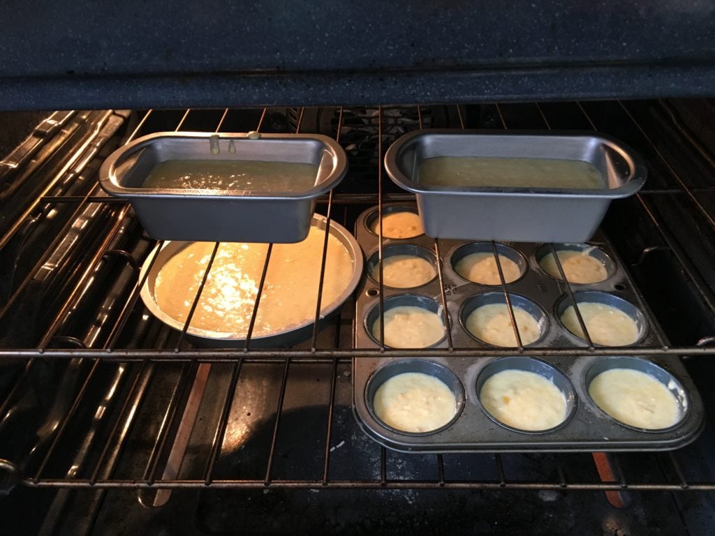 putting Boston Market cornbread in oven