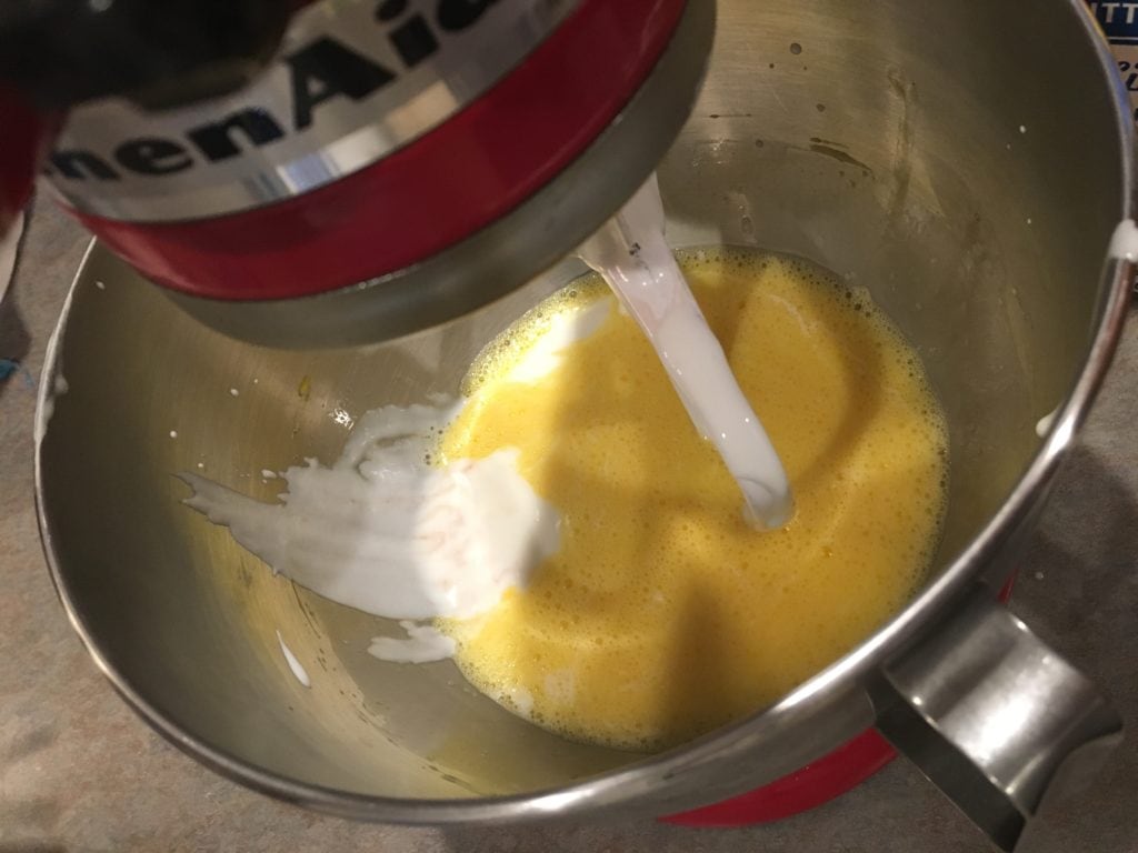 mixing eggs for chocolate cake