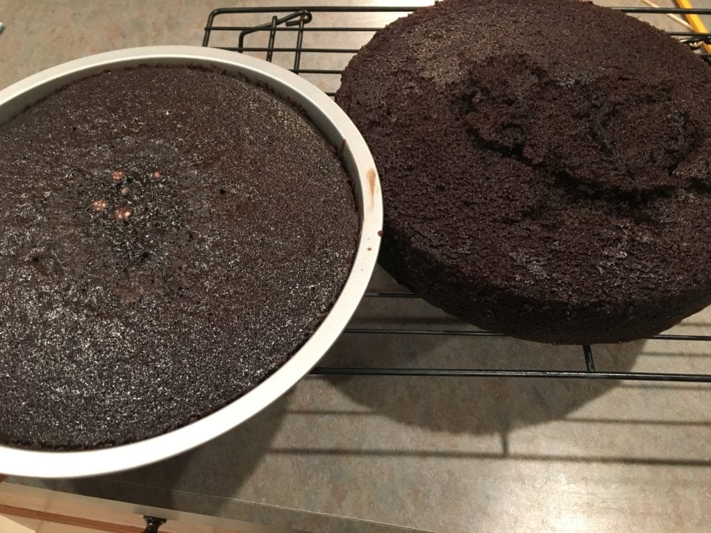 chocolate cakes cooling