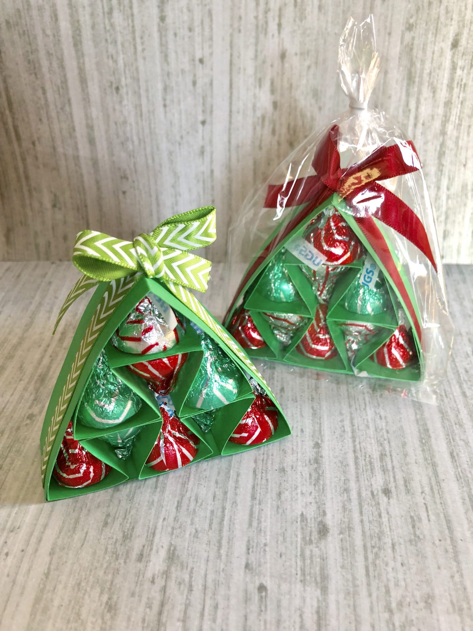 Hershey kisses christmas trees in cellophane bags