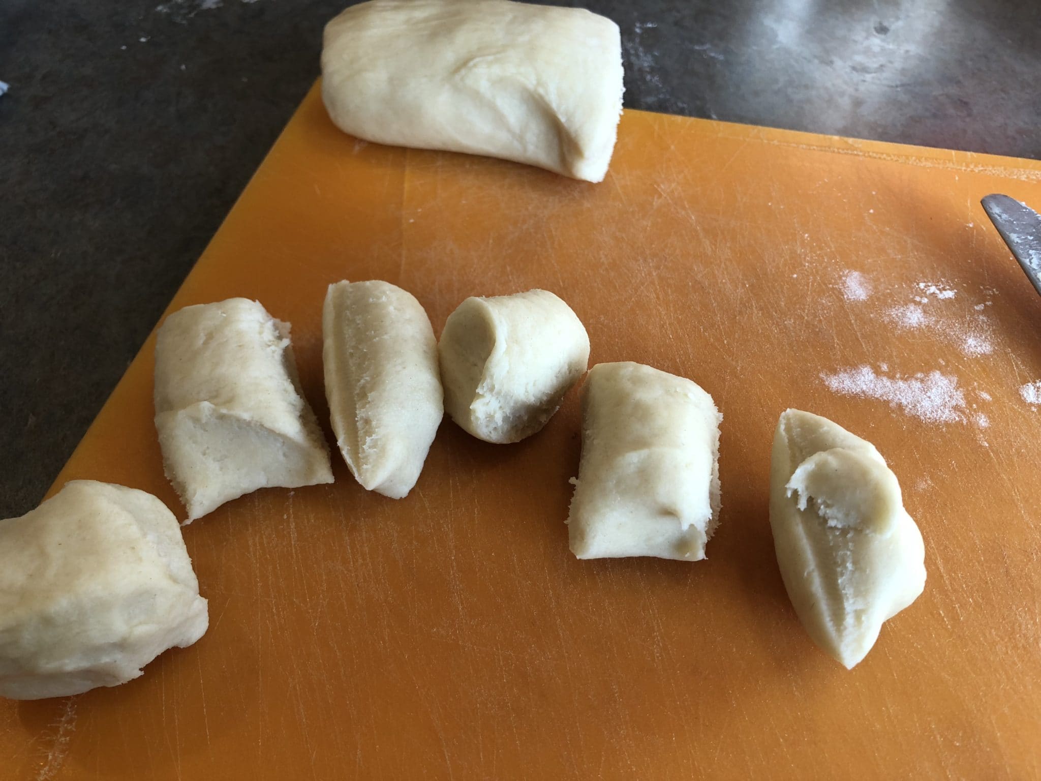 cutting up walnut tassie pieces