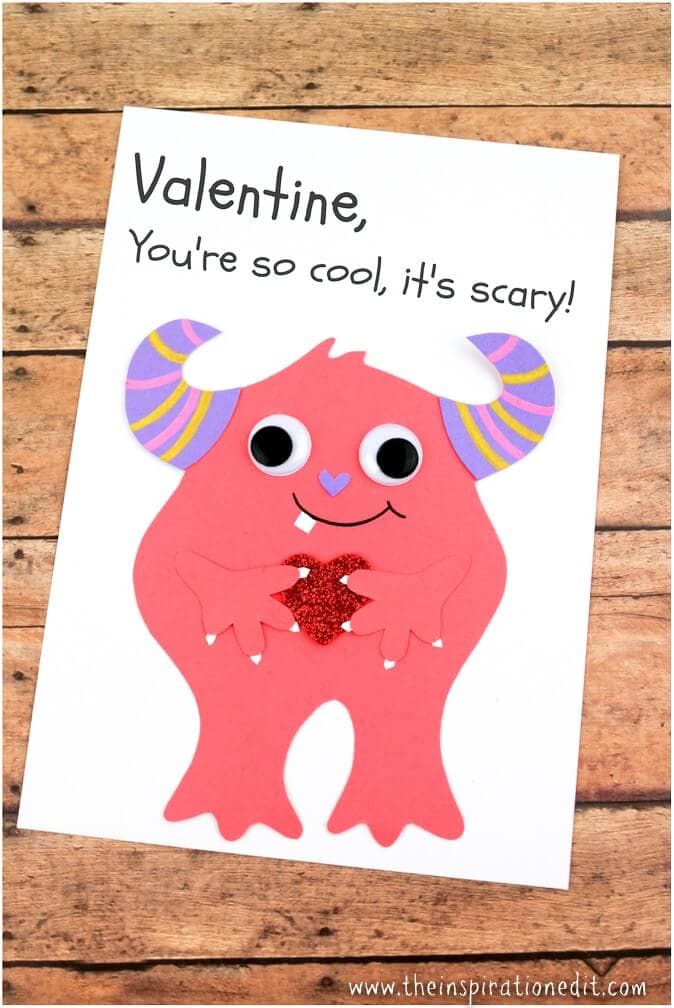 diy valentine's day card idea kids monster