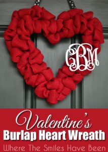 Valentine's day burlap wreath diy craft