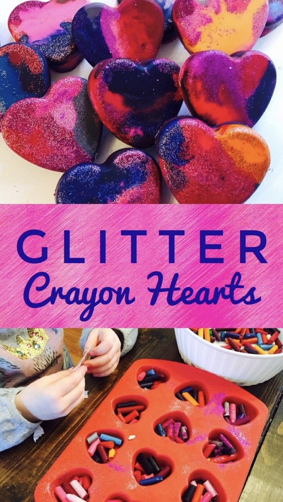 diy glitter crayon valentine's heart craft