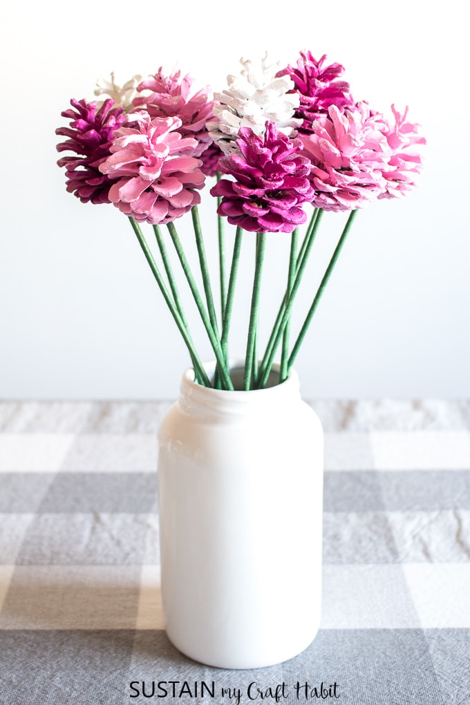 valentine's day pinecone roses craft