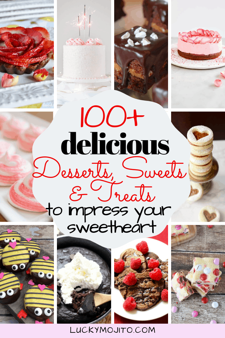 Here are over 100 of the best romantic dessert recipes for two (or more) to impress your loved one on Valentine's Day, anniversaries, birthdays, and more. These dessert recipes include chocolate desserts, vegan, Keto, gluten-free, and more. 
