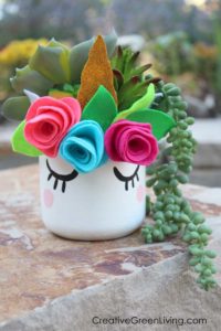 Unicorn painted succulent planter upcycle recycled DIY craft