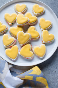 Yellow-Heart-Shaped-Rainbow-Funfetti-Cookies recipe