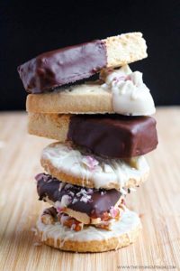 chocolate dipped shortbread cookies three ways -easy dessert recipe