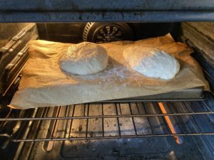 ciabatta in oven